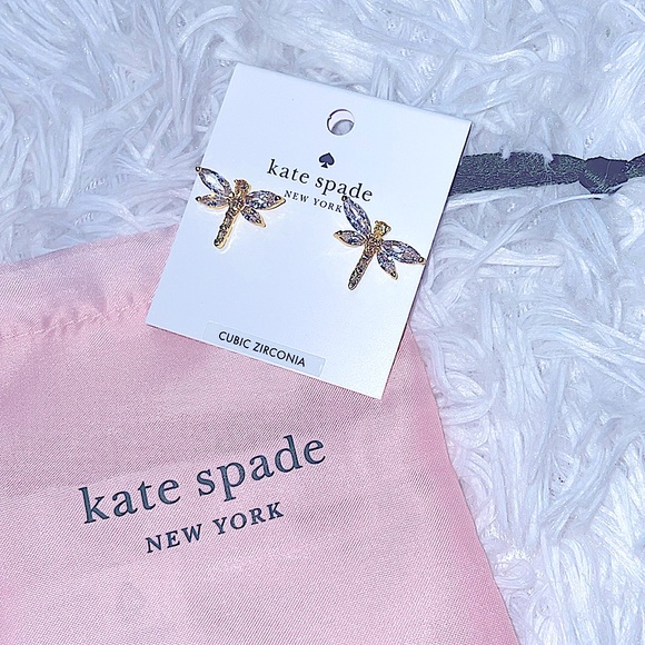 LAST NWT Kate Spade NY Dragonfly Stud earrings with Dust Bag! Sold out novelty! - Picture 5 of 8